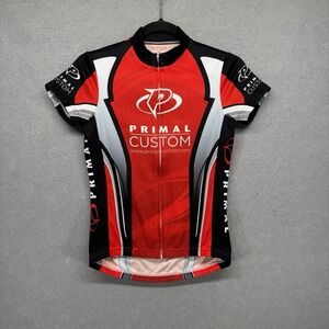 Primal Custom‎ Cycling Jersey Womens S Red Black Full Zip Short Sleeve Bike